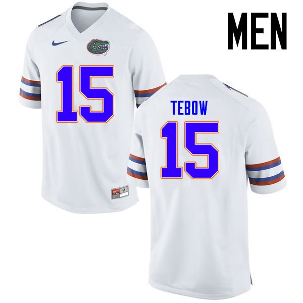 NCAA Florida Gators Tim Tebow Men's #15 Nike White Stitched Authentic College Football Jersey RWE6464HT